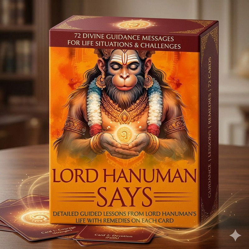 Essencioshop Lord Hanuman Oracle 72 Cards Set -(Orange)