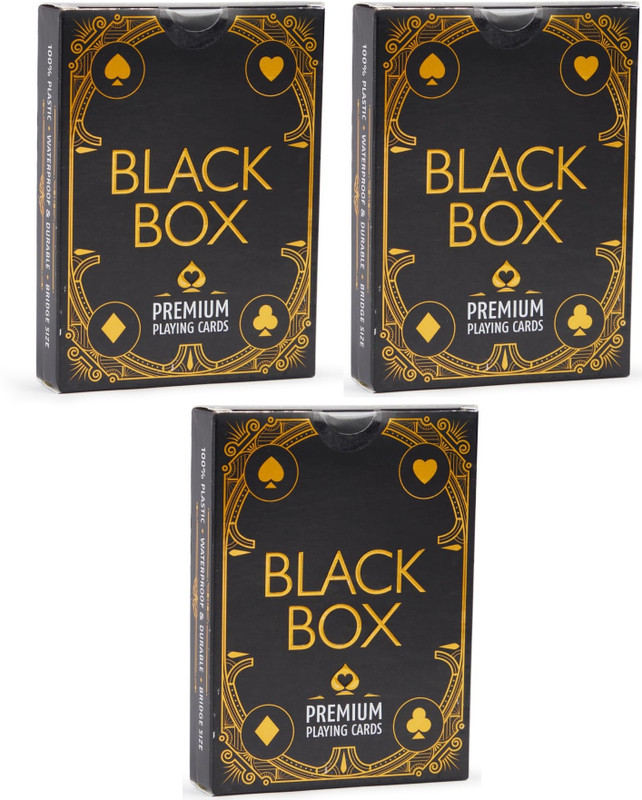 Parksons Black Box Premium Plastic Playing Card Game, Bridge Size(Pack Of 3)(Black)