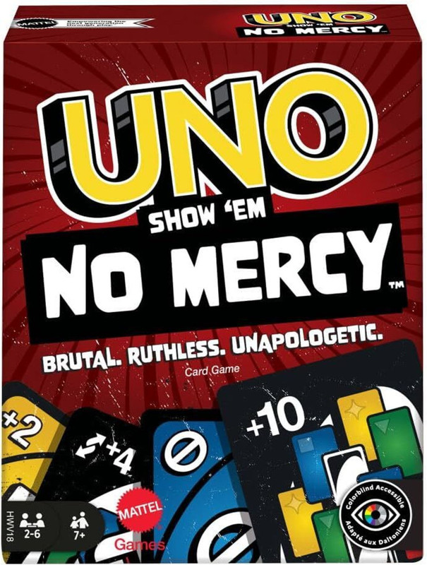 HANUMART Mattel Games UNO No Mercy Card Game for Kids, Adults & Family Parties(Multicolor)
