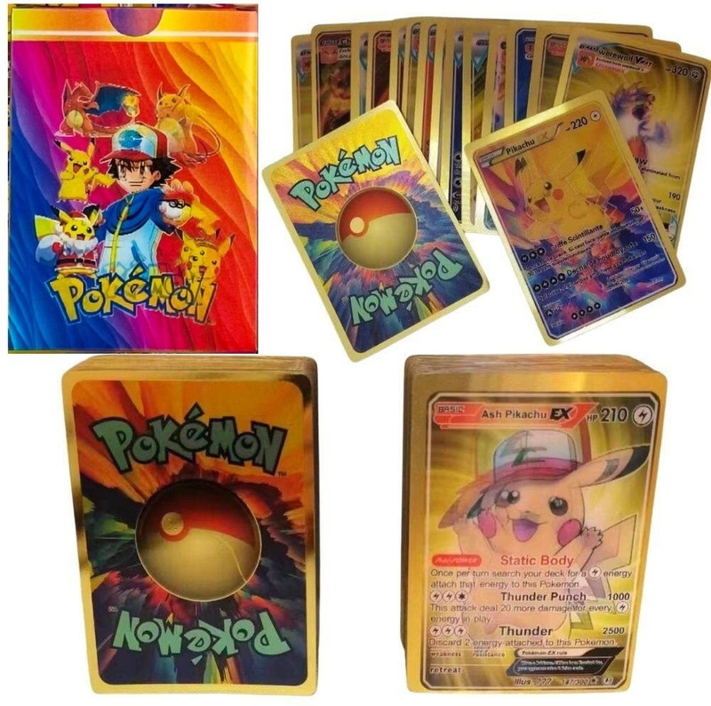 CrazyBuy Pokemon Latest Series 3D Flash Shining V, VMAX, GX, EX , Basic Cards(55pcs)(Multicolor)