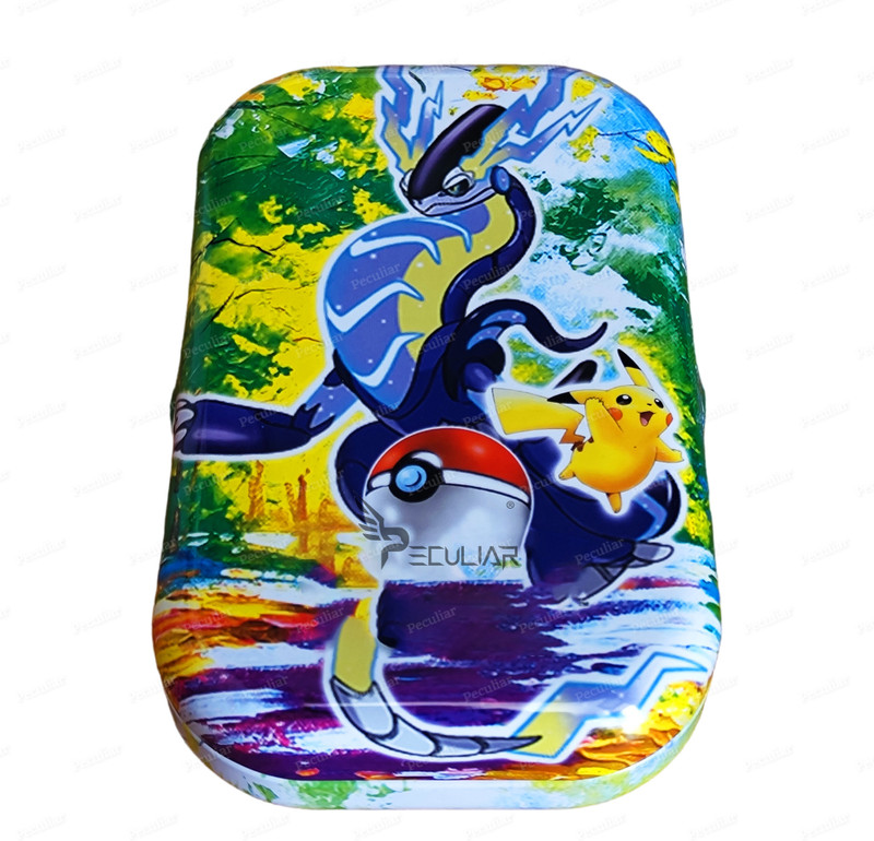 Peculiar Mini Poke-Moon FUSION STRIKE Totally Surprising Card in Attractive Metal Tin Box(Purple, Orange)