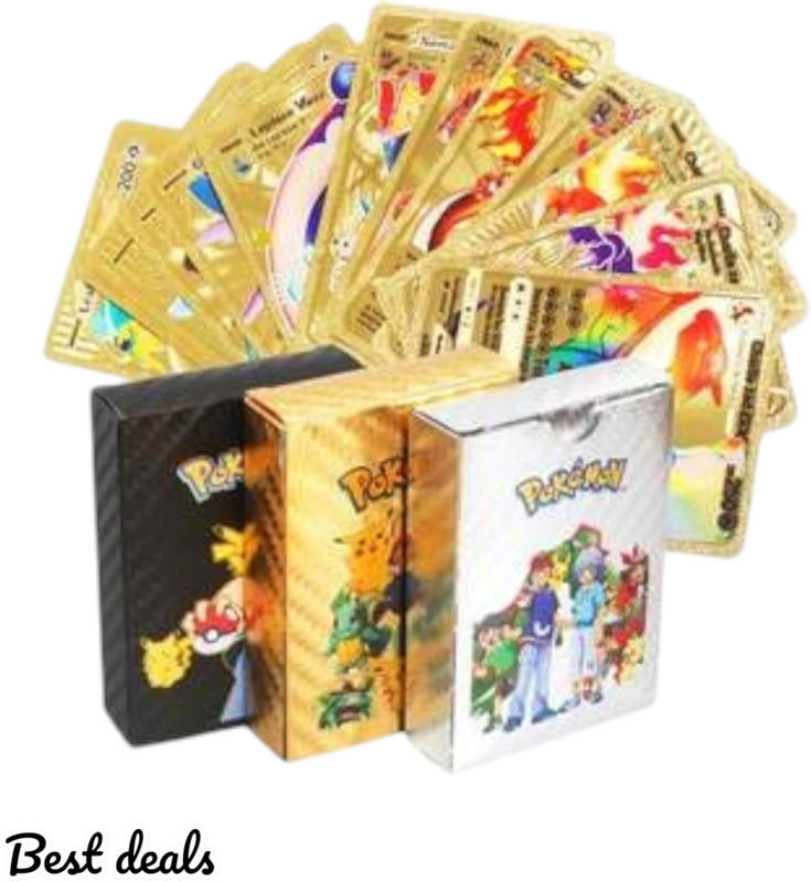 Bestdeals Latest New golden pokemon cards high hp real trading cards 55 golden(Gold)