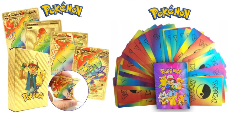 CrazyBuy Pokemon TCG Waterproof 55 Gold & 55 Rainbow Playing Cards For Kids(Gold, rainbow)