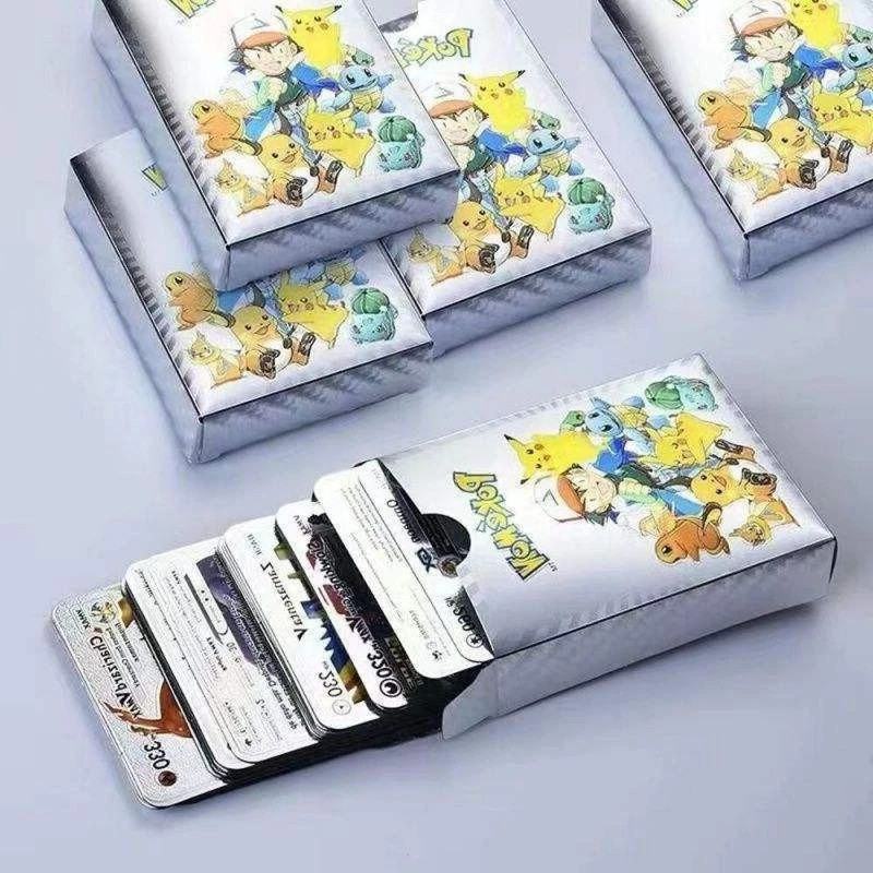 Craveon Poke-Moon Silver Trading Card (25 Cards Deck) for Kids_ Premium Cards)(Silver)