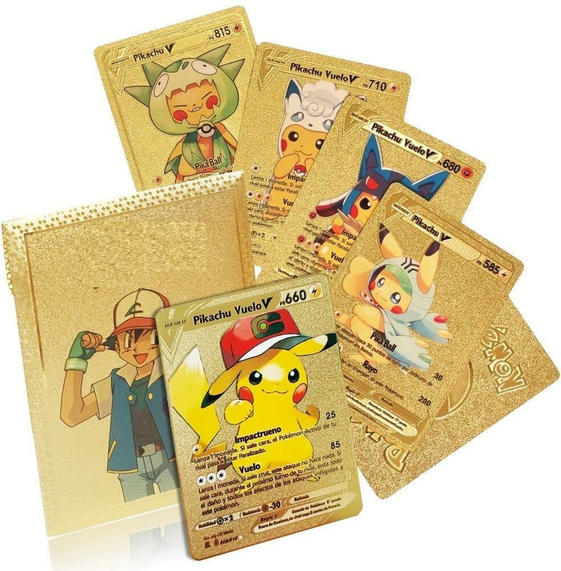 CrazyBuy Pokemo Cards 10 Pcs Golden Foil Cards V Series Cards Vmax GX Rare Golden Cards(Multicolor)