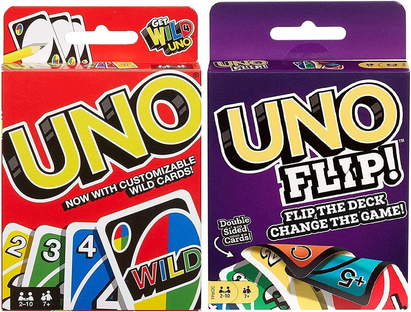GENZ UNO Original & UNO Flip Card Games l Classic Colour & Number Matching Card Game(Multicolor)