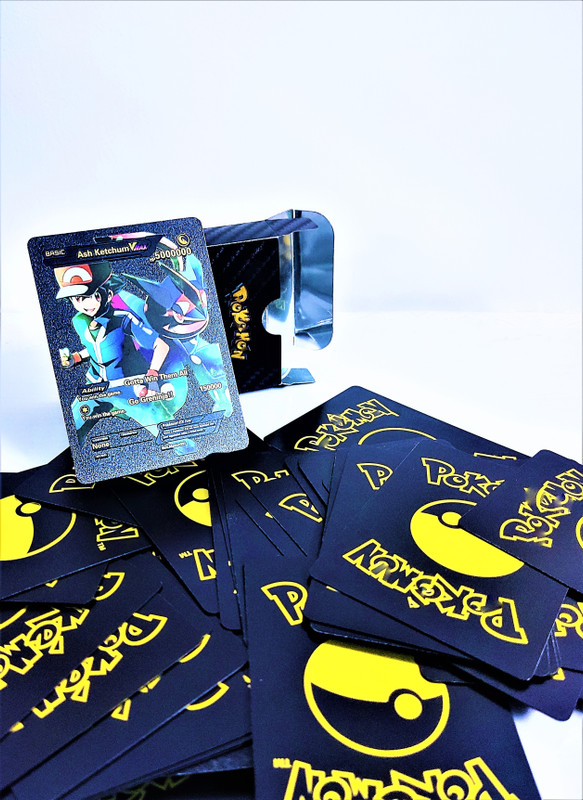 Thrifx Rare Edition Pokemon Black Metal Foiled Trading Cards 55 Pcs Premium Pack(Black)