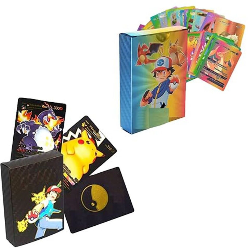 WOYR 2 Set 55pc each TCG Black and Rainbow V Series Vmax Gx Playing Card(Black, Rainbow)