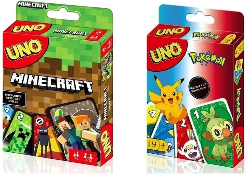 Gift Collection UNO Minecraft & UNO Pokemon Cards Game for kid and family With Special Rule(Multicolor)