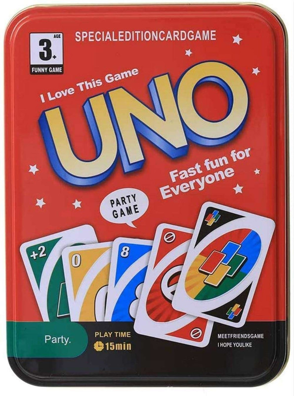 CrazyBuy Uno Party Special Edition Metal Tin, Family Card Game(Multicolor)