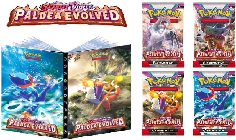 CrazyBuy Pokemon Big Album 208 Pocket & 4PCS Scarlet & Violet Paldea Evolved Booster Pack(Multicolor)