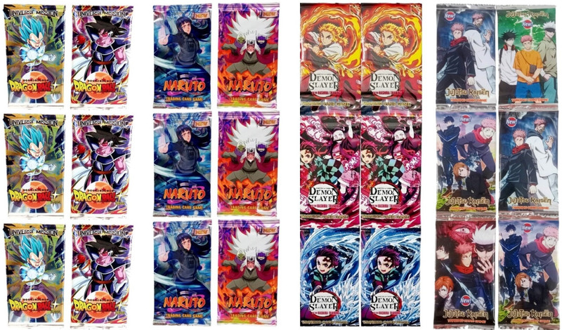 Gift Collection 192 Card(24 Pack) Dragon Ball Z,Jujutsu Kaisen,Naruto Itachi Sasuke,Demon Slayer(Multicolor)