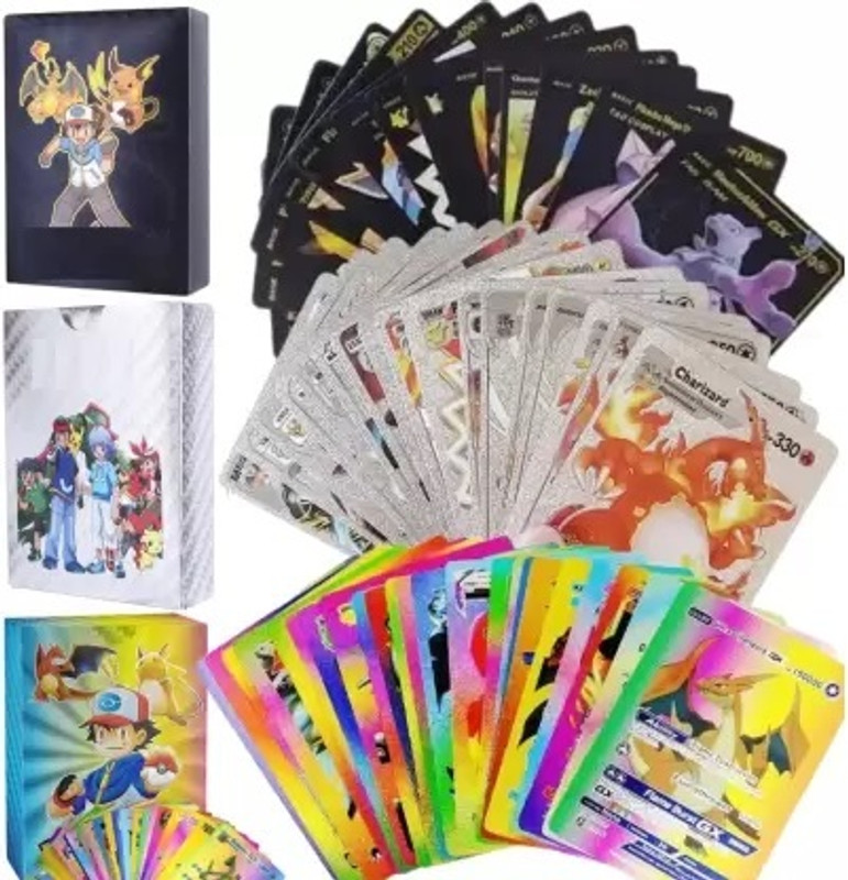 CrazyBuy Poikemon Basic And V Series Cards Black Silver And Raibow Card (Total 165 cards)(Silver, Black, rainbow)