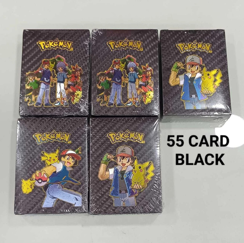 JGG Jain Gift Gallery card for kids , 55 PCS Gold Foil Card of pokemon ,(Black)