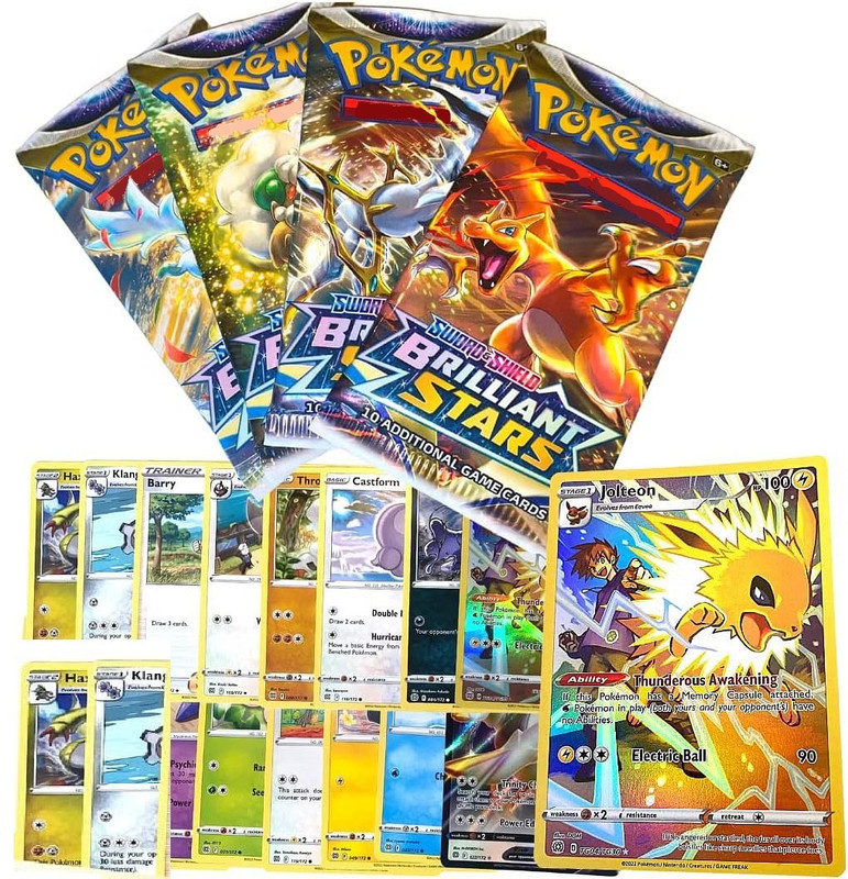 Bestie Toys Pokemon Sword & Shield Brilliant Stars Booster (PACK OF 4)(Multicolor)