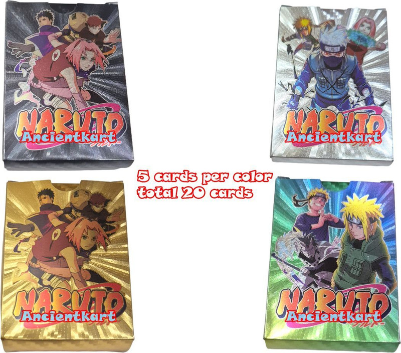 AncientKart Naruto Rainbow Gold Silver Black Shinning PVC waterproof cards set of 20(Multicolor)