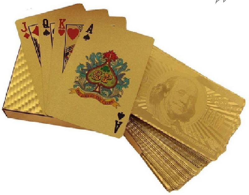 DEEGLO 24K Gold Plated Plastic Waterproof / Tash 3 Patti, Fancy Deck Card Golden Foil(Golden)