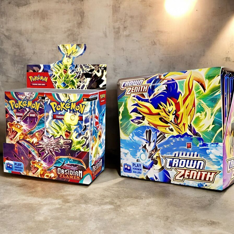 Thrifx Pokemon Cards 56Pcs Crown Zenith & Obsidian Flames Cards Tcg Mix Booster Pack(Mulitcolor)