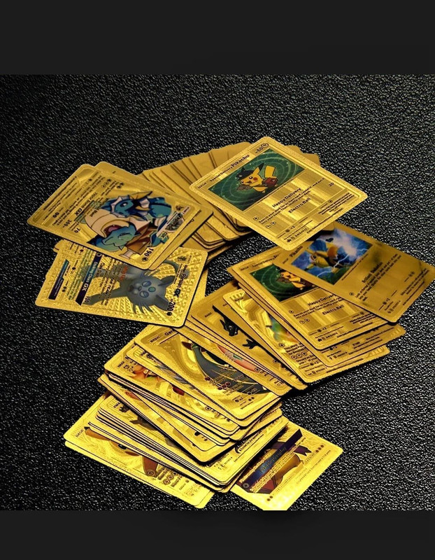 Thrifx Premium Pokemonne 10 Pcs Gold Metal Card Vmax Vstar Gx V Cards (1 Booster Free)(Mulitcolor)