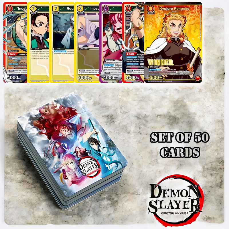 EpicTurners Demon Slayer Anime Cards | Tanjiro Nezuko Zenitsu Inosuke 50 Cards(Mulitcolor)