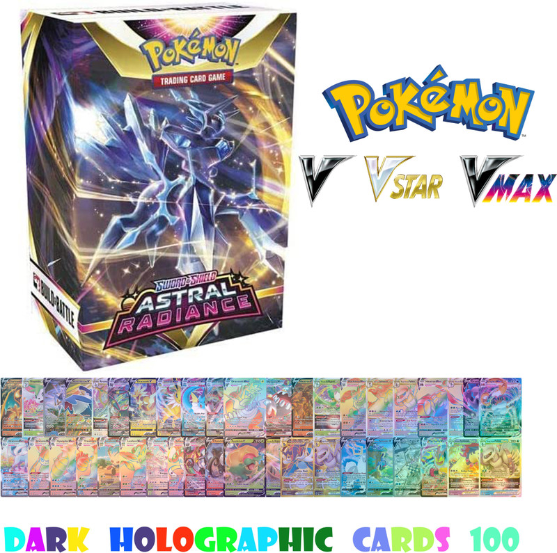 AncientKart Pokemon V, Vmax & Vstar Astral Radiance Card Holographic Dark et of 100(Multicolor)