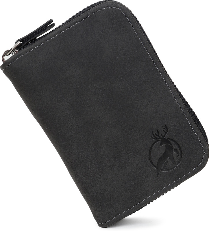 Flipkart SmartBuy Black 9 Card Slot| 2Cash Slot Leather Zip Debit/Credit 10 Card Holder(Set of 1, Black, Green)