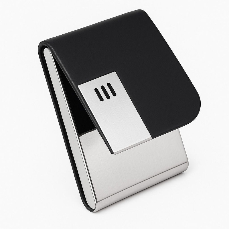 Mind2 Premium Leather & Metal for Credit|Debit|ATM|Business Visiting-Stainless Steel 20 Card Holder(Set of 1, Black)