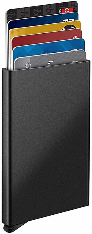 StealODeal Automatic RFID Pop Up Slim Aluminium Debit/Credit/ATM Slots 6 Card Holder(Set of 1, Black)