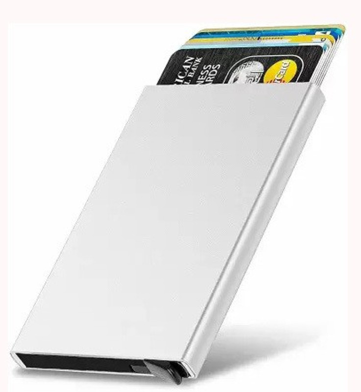 StealODeal Credit Card Holder Pop Up RFID Blocking Security Slim Case for Men & Women 7 Card Holder(Set of 1, Silver)