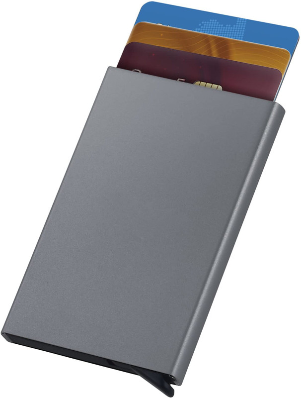 StealODeal Grey Automatic RFID Pop Up Slim Aluminium Debit/Credit/ATM Slots 6 Card Holder(Set of 1, Grey)
