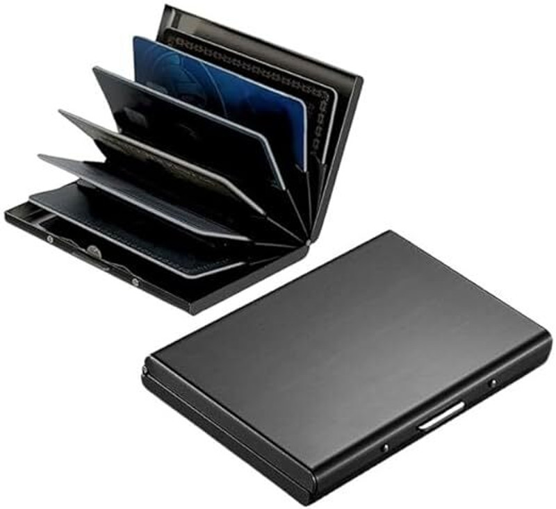 ASV 6 Slots RFID Protected Metal Credit Debit Card Holder Wallet for Men & Women 6 Card Holder(Set of 1, Gold)