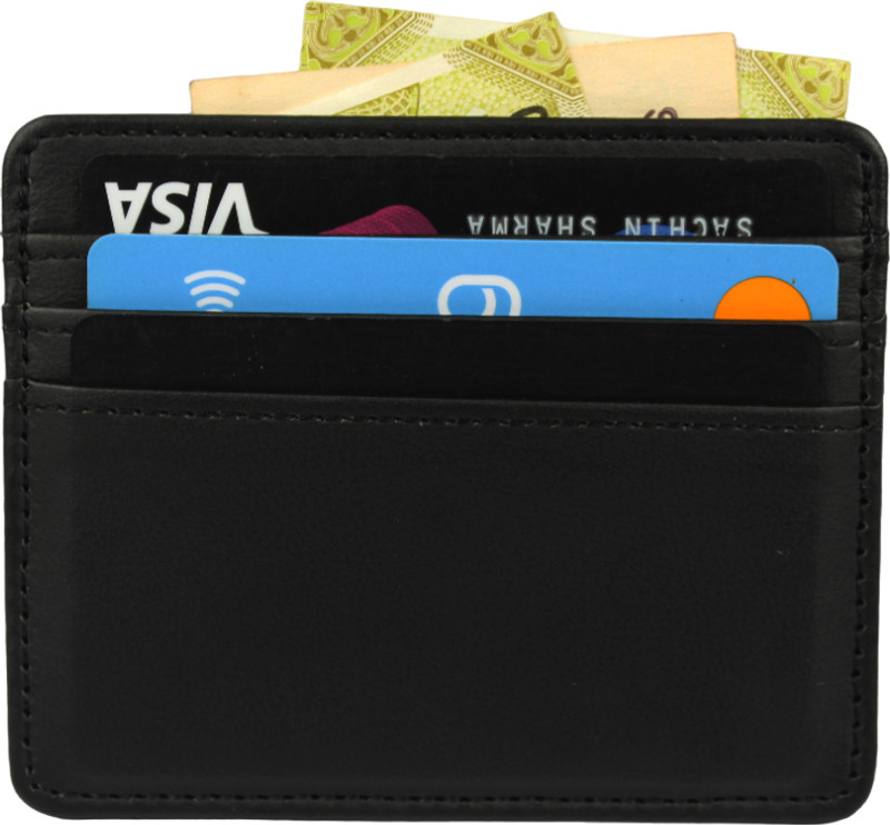 StealODeal Black Pu Leather 4 Card Holder(Set of 1, Black)