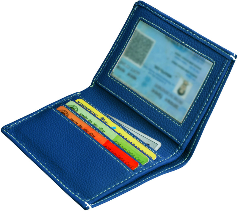 MATSS Faux Leather Bi-Fold RFID Slim Card holder Wallet for Men and Women 6 Card Holder(Set of 1, Blue)