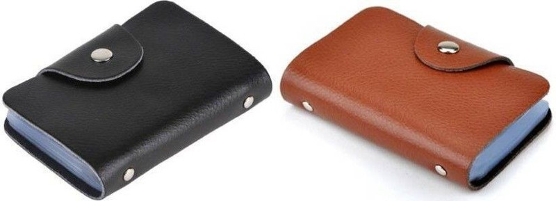 A R Enterrises 10 Card Holder(Set of 2, Black, Brown)