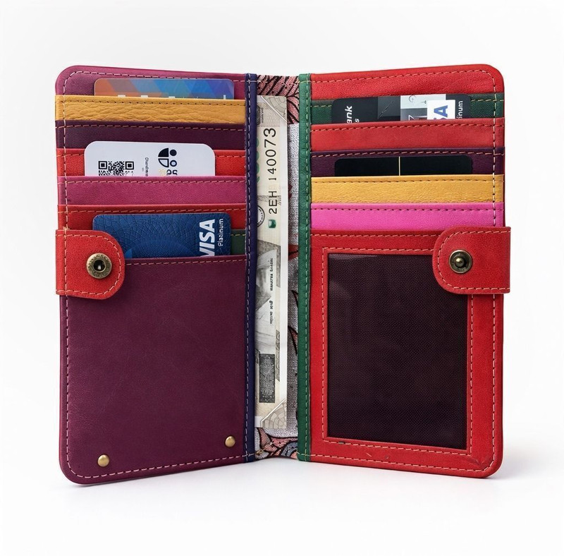ChestKraft Genuine Leather zippered Card Holder Pouch Case Wallet For Women & Girls 15 Card Holder(Set of 1, Multicolor)