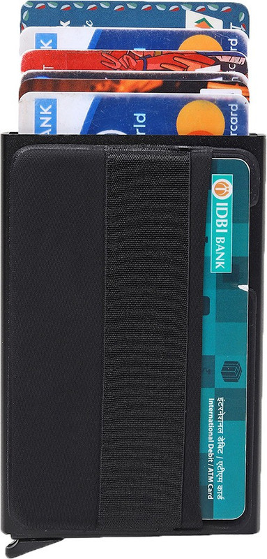 StealODeal Black Case With Elasticity Back Pocket ID Credit Cards Case 8 Card Holder(Set of 1, Black)