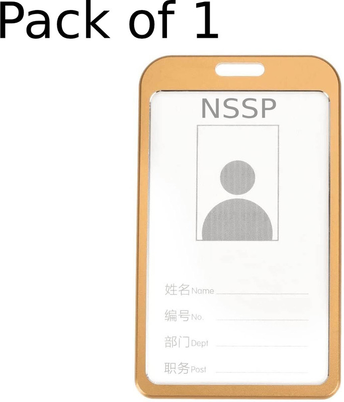 NSSP Vertical i- Cards| Hard Metal ID Card Holder/Badge for Office 1 Card Holder(Set of 1, Gold)