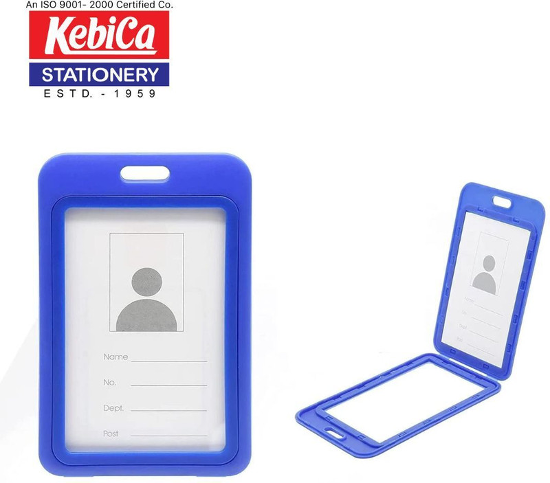 Kebica ID Card Holder, ID Card Holder with Hanging Strap, ID Card Holder Plastic 1 Card Holder(Set of 1, Blue)