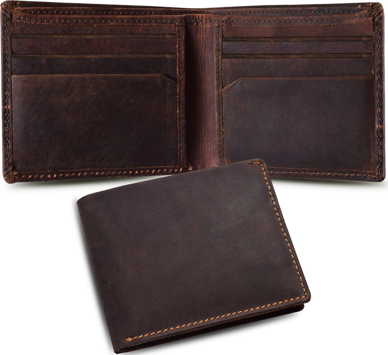 ABYS 100% Genuine Leather RFID Protected Card Holder Wallet For Men 8 Card Holder(Set of 1, Brown)