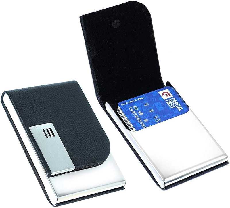 OFIXO Premium Metal Stylish Executive Credit/Debit/ATM/ID/Visiting Super Sleek V1178 7 Card Holder(Set of 1, Black)