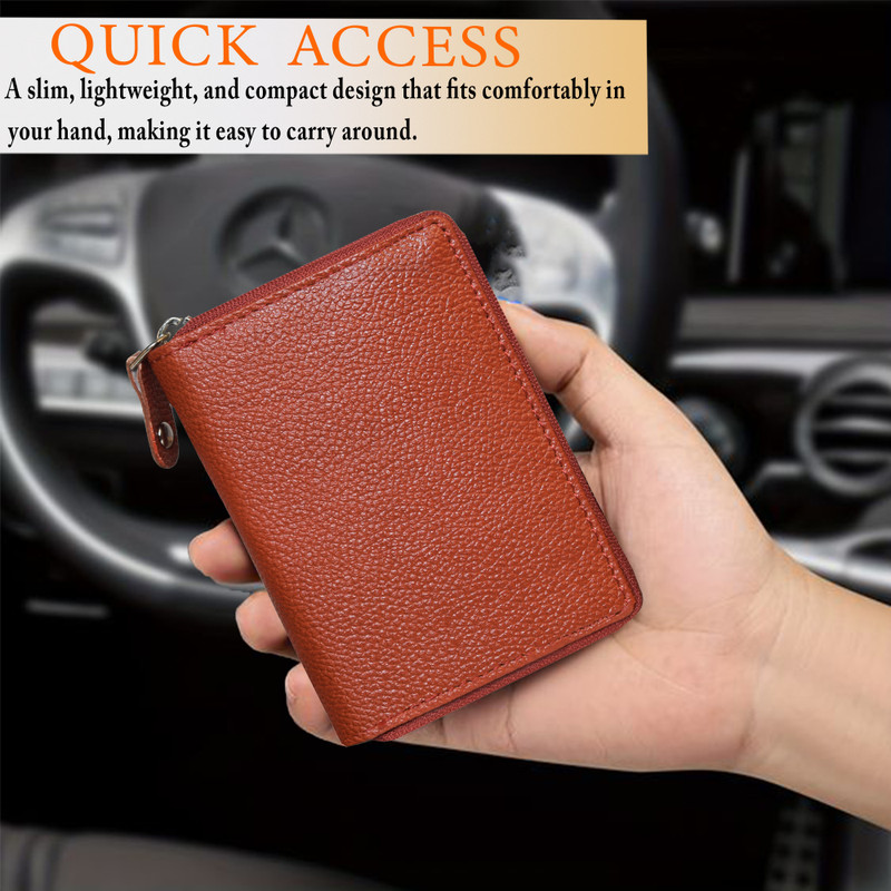ABYS Genuine Leather Maroon Card Holder||Credit Card Holder |Debit Card holder with Zip closure For Men 10 Card Holder(Set of 1, Maroon)