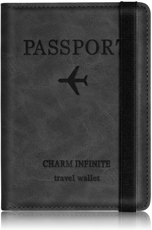 StealODeal Passport Holder Cover Wallet RFID Blocking PU Leather Travel Document Holder(Black)