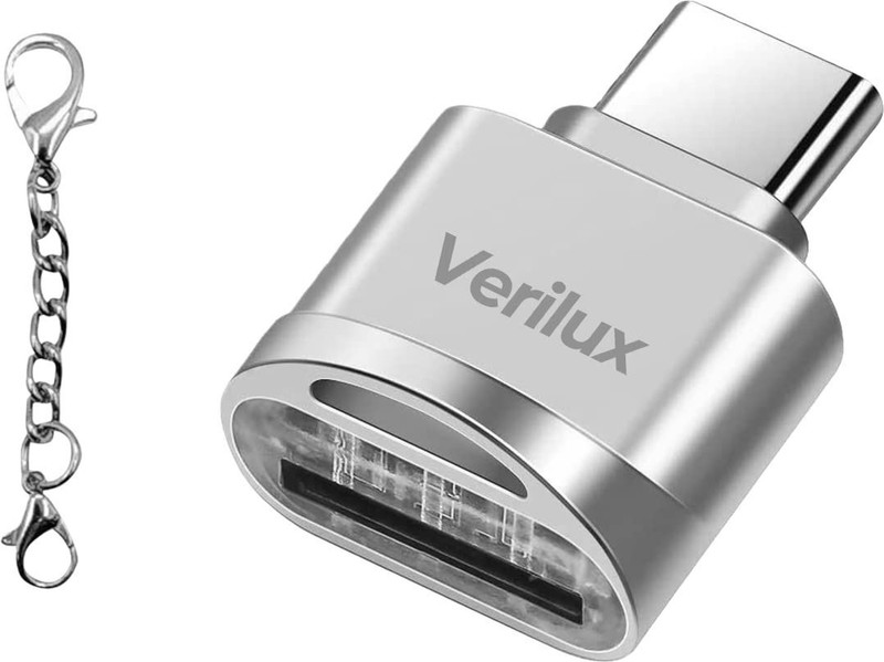 Verilux Micro SD Card Reader USB C Mini Type C TF SDHC SDXC OTG for Laptop Macbook Card Reader(Silver)