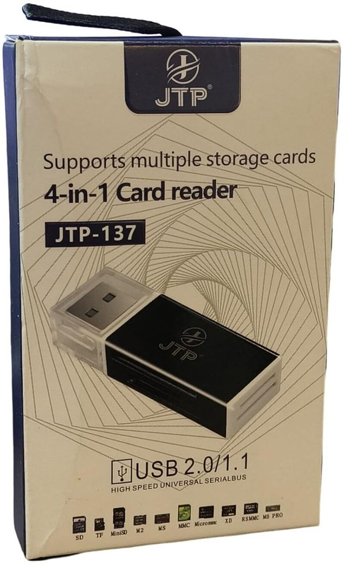 JTP 4-in-1 Card Reader SD/microSD/produo Multi-CardReader for Laptop & PC|High-Speed Card Reader(Black)