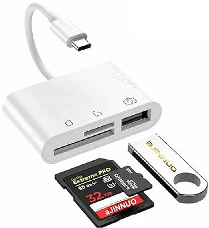 ONCRO 3 in 1 Type C to USB Card Reader SD Micro TF 3.0 Adaptor Android camera laptop Card Reader(White)