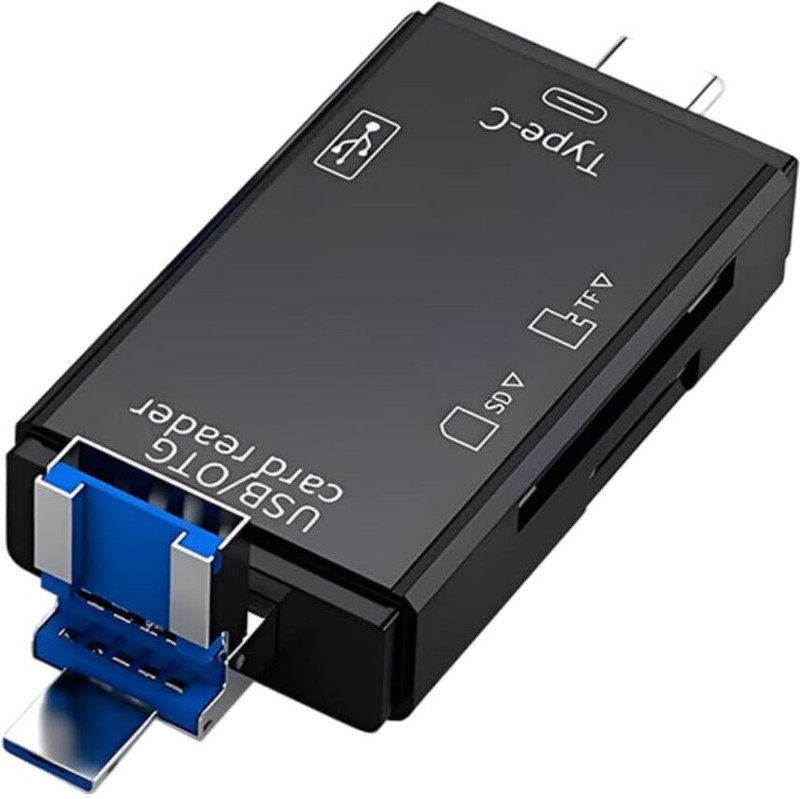 ULTRABYTES JTP SD/Micro SD Memory 6 in 1 USB C SD/TF Card Reader Micro USB OTG Card Reader(Black)