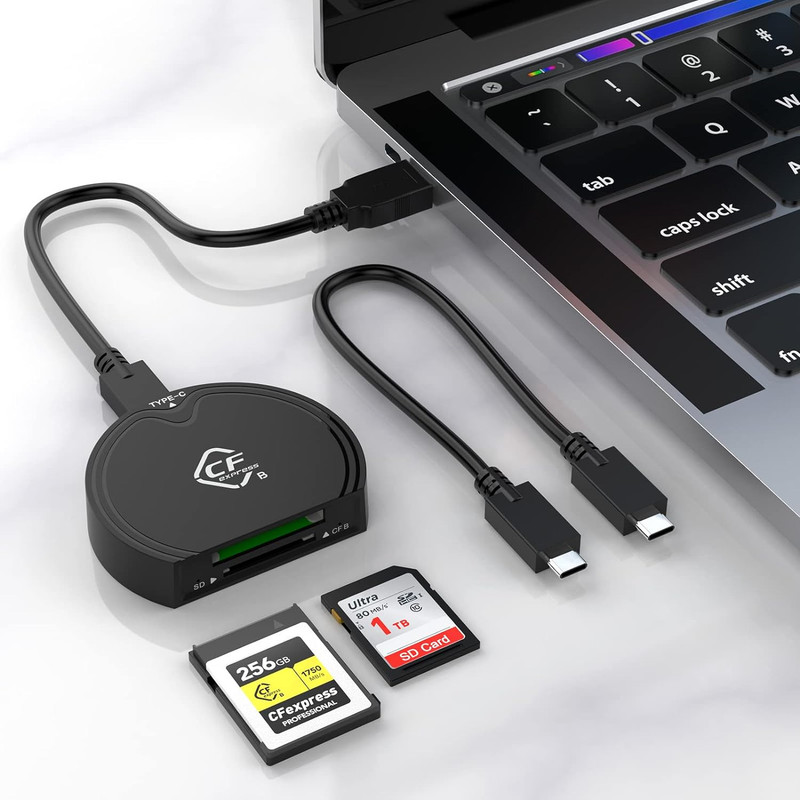 SCALEBEE CFexpress Type B SDHC UHS-II Dual-Slot Mutli Memory Card Reader USB 3.2 10Gbps Card Reader(Black)