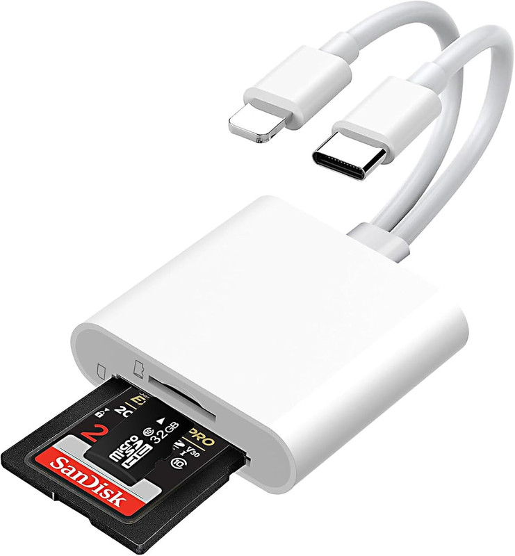 Zomei SD Card Reader for iPhone iPad USB OTG Adapter Memory Card Reader Connector Card Reader(White)