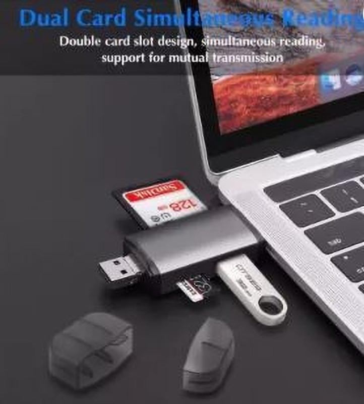 SCALEBEE USB 3.0 All in 1 Card Reader with OTG SD/Micro SD Card Read Type C Mobile Phone Card Reader(Grey)