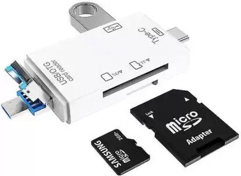 DIGICLIMBER 6 in 1 with OTG, SD Card Reader, USB Type C, USB 3.0 & Micro USB for Memory Card Card Reader(White)